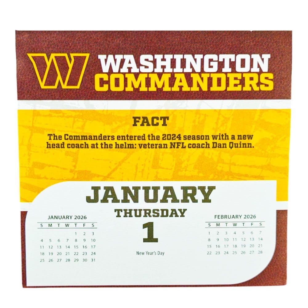 NFL Washington Commanders 2026 Desk Calendar Second Alternate Image