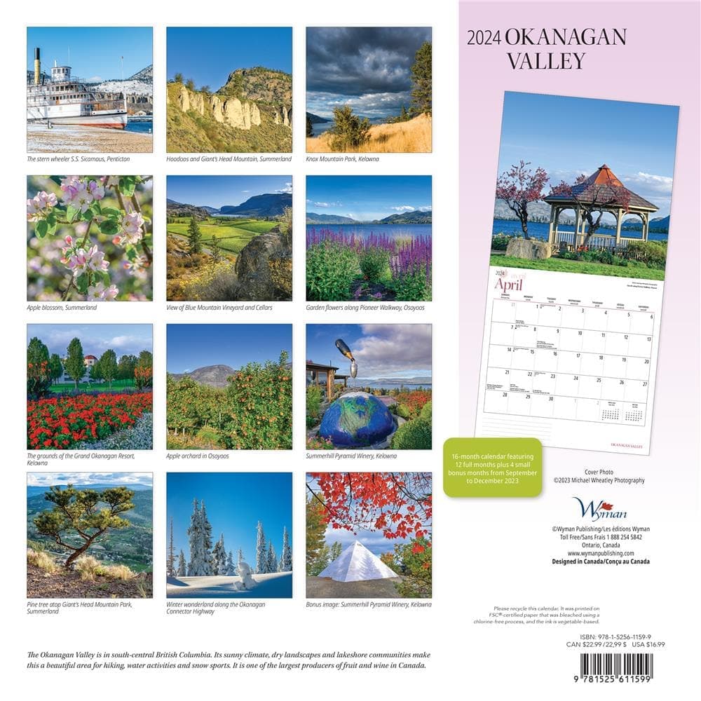 Okanagan Valley 2024 Wall Calendar