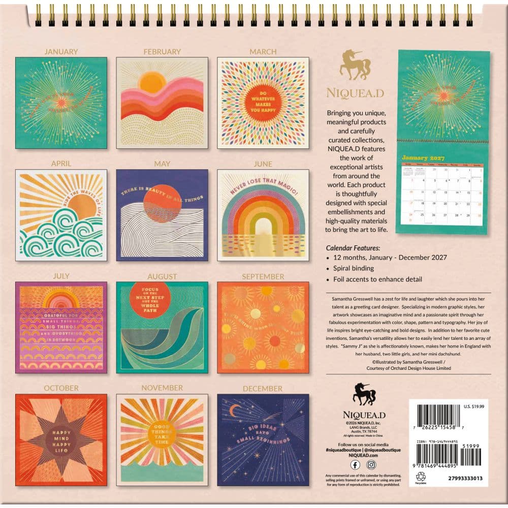 Sunshine Affirmations 2027 Spiral Wall Calendar First Alternate Image