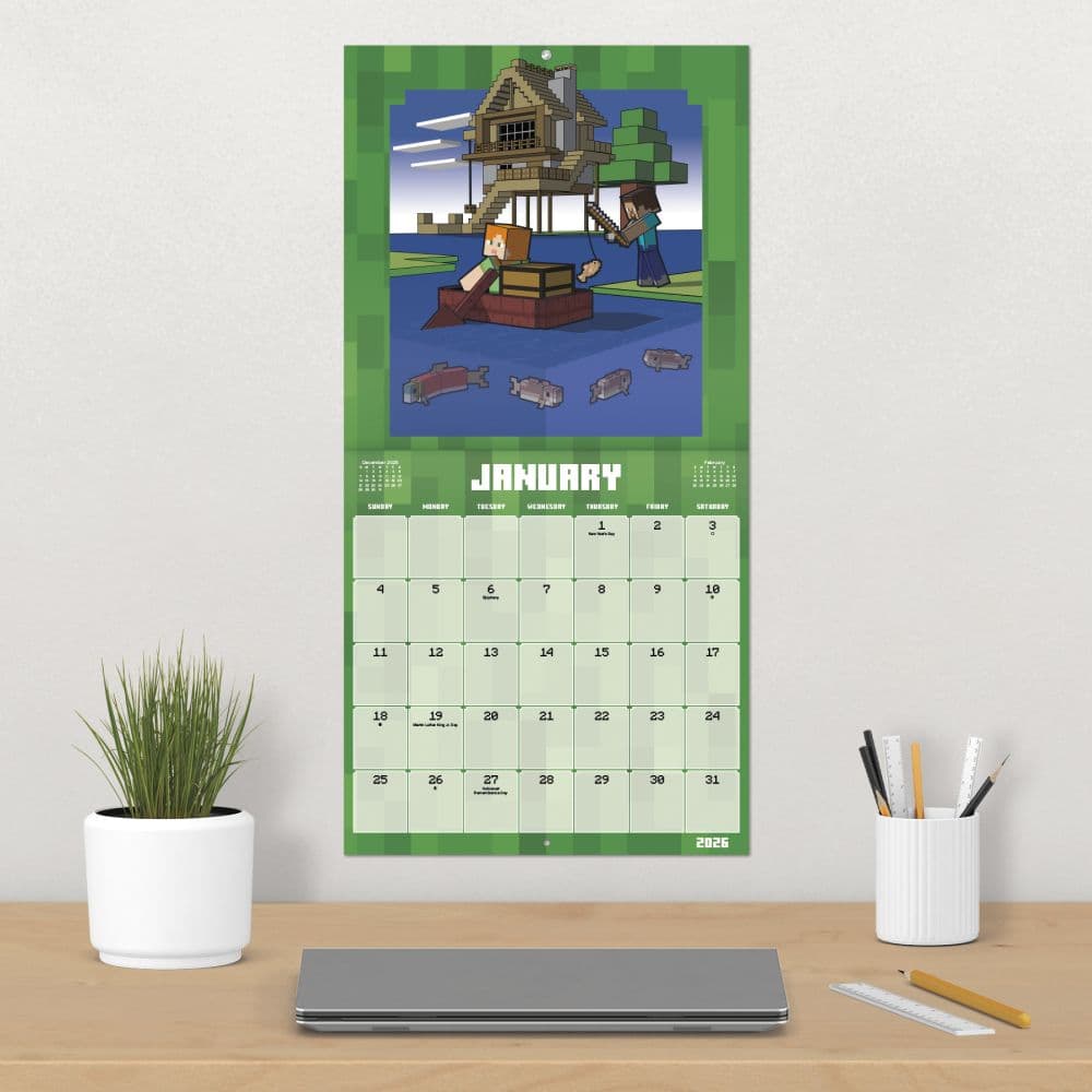 Minecraft Exclusive with Decal 2026 Wall Calendar Fourth Alternate Image