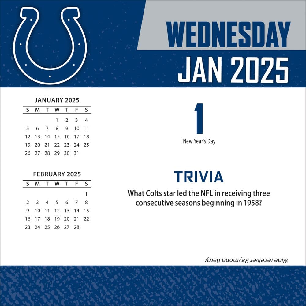 NFL Indianapolis Colts 2025 Desk Calendar Second Alternate Image width="1000" height="1000"