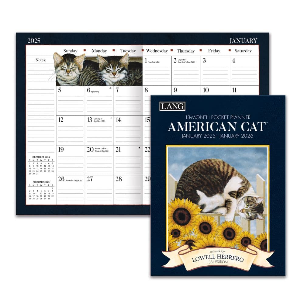 American Cat 2025 Monthly Pocket Planner by Lowell Herrero