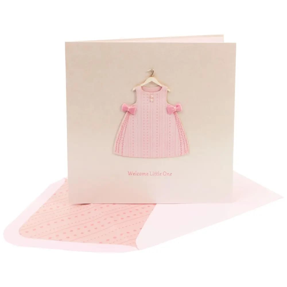 Classic Girl Outfit New Baby Card 3D