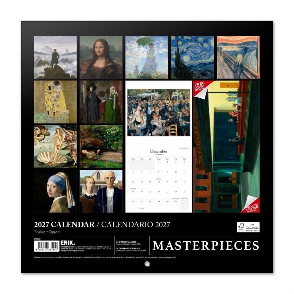 Masterpieces 2027 Wall Calendar First Alternate Image