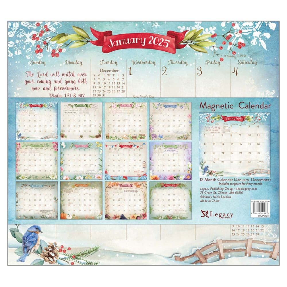 Faithful Heart and Home 2025 Magnetic Wall Calendar Alt1