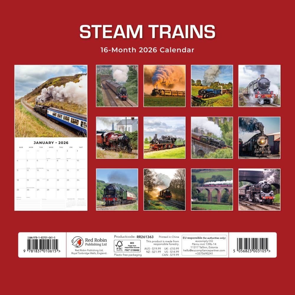 Steam Trains 2026 Wall Calendar First Alternate Image