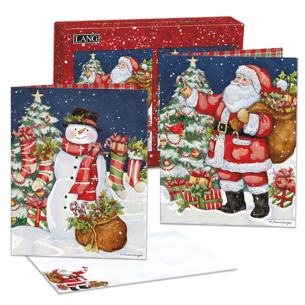 Santa and Snowman by Susan Winget Assorted Christmas Cards Alt7