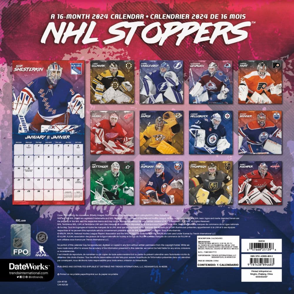 NHL Stoppers 2025 Wall Calendar