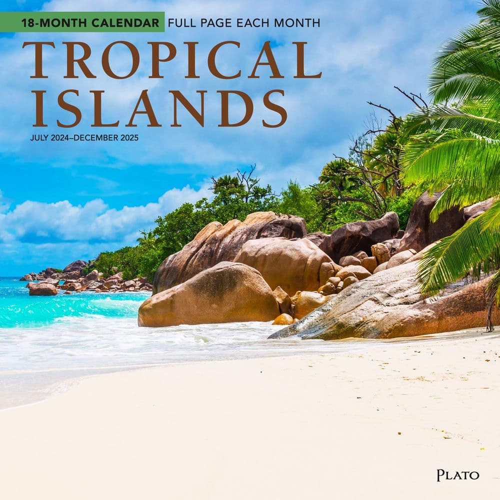 Tropical Islands 18 Month Plato 2025 Wall Calendar