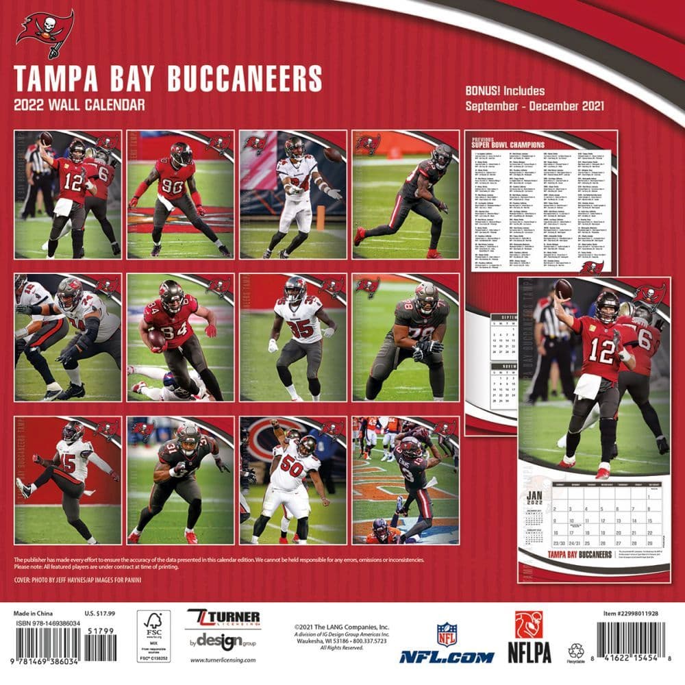 Tampa Bay Buccaneers 2022 Wall Calendar - Calendars.com