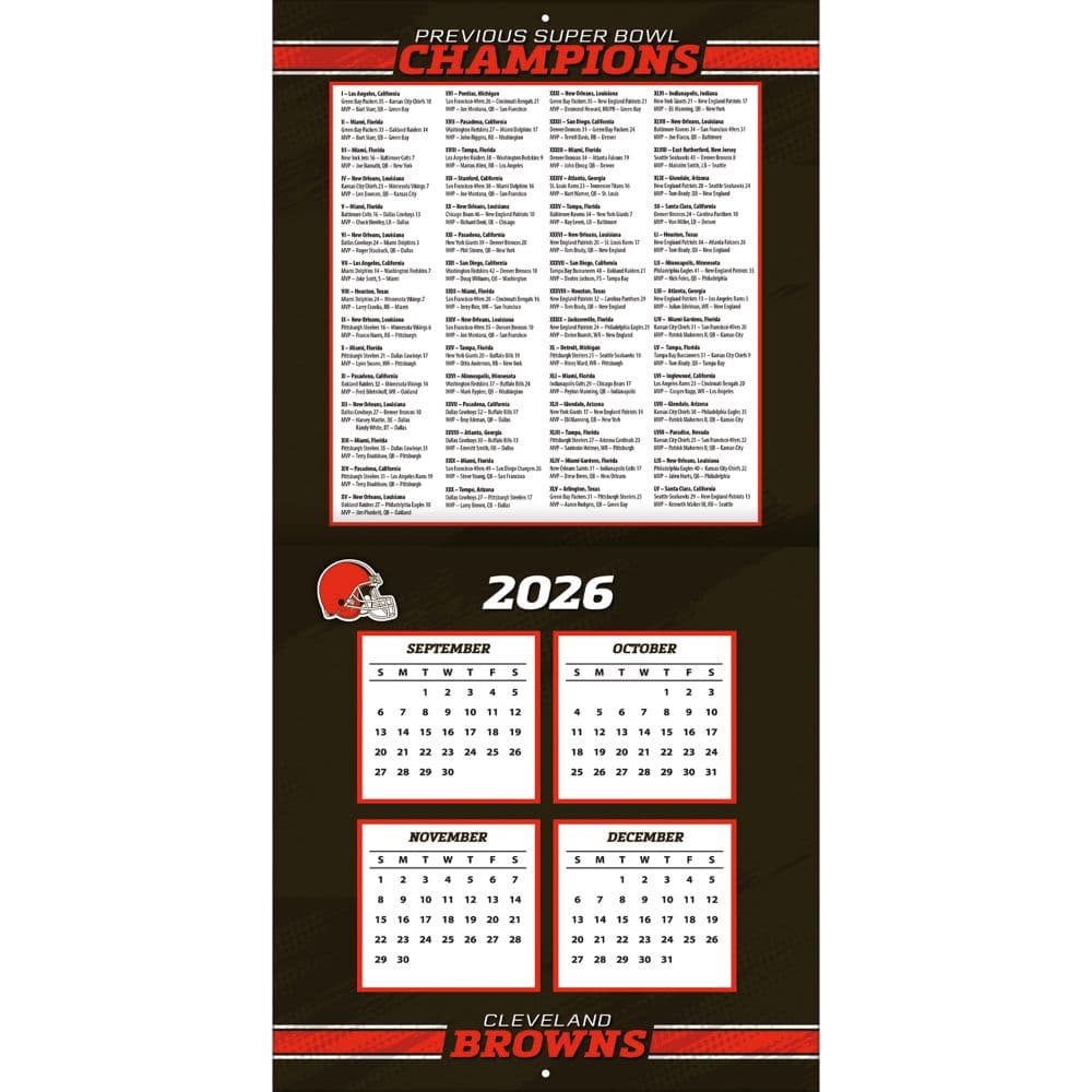 NFL Cleveland Browns 2027 Wall Calendar Second Alternate Image
