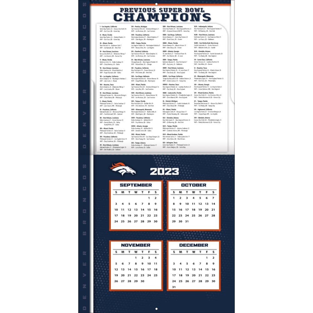 Denver Broncos 2024 Wall Calendar
