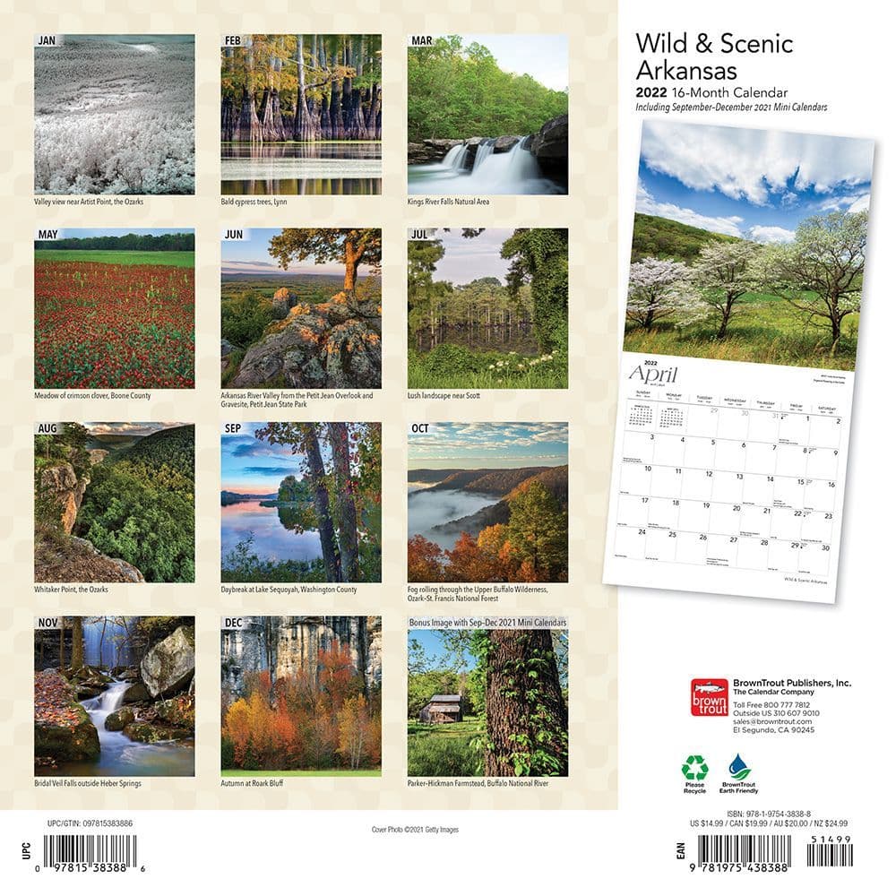 Uark 2022 Calendar Arkansas Wild And Scenic 2022 Wall Calendar - Calendars.com