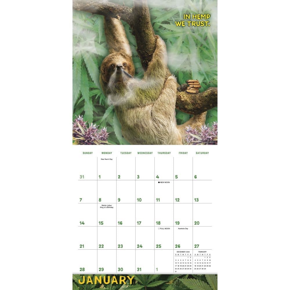 Stoner Sloths 2024 Wall Calendar