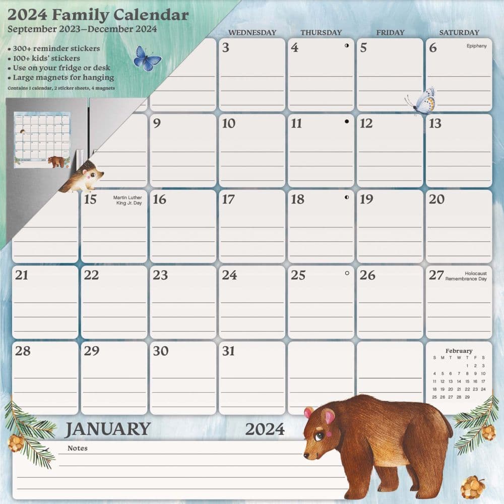 Animals Family 2024 Magnetic Calendar