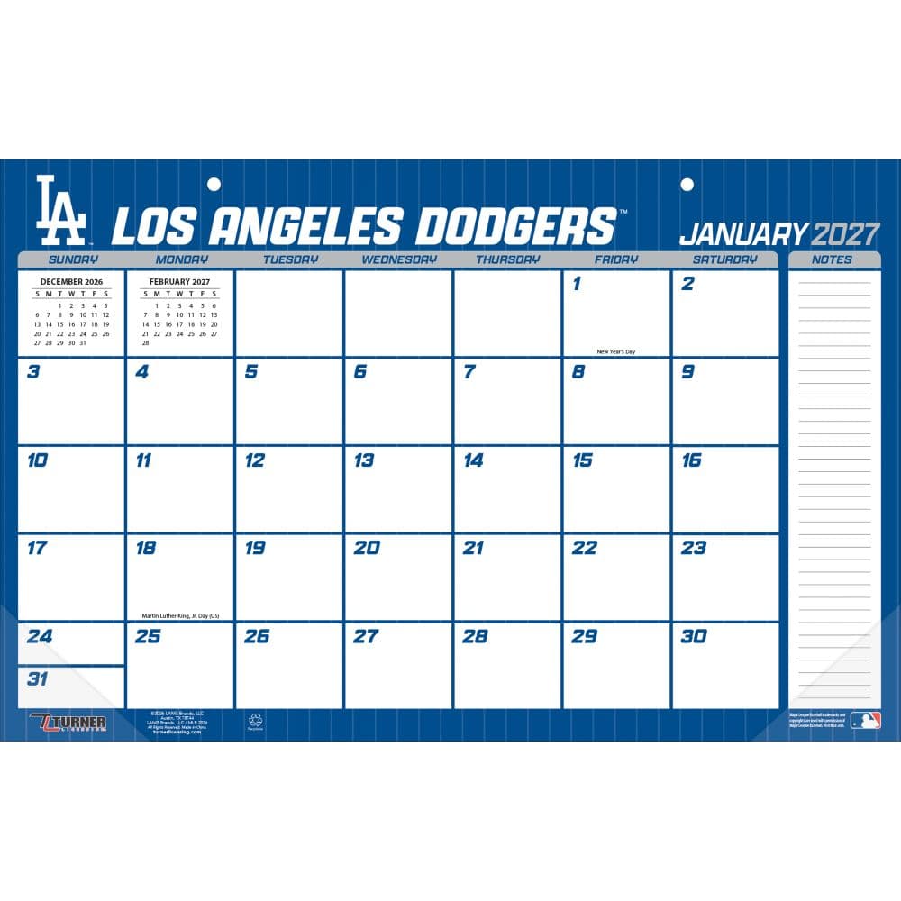 MLB Los Angeles Dodgers Small 2027 Desk Pad First Alternate Image