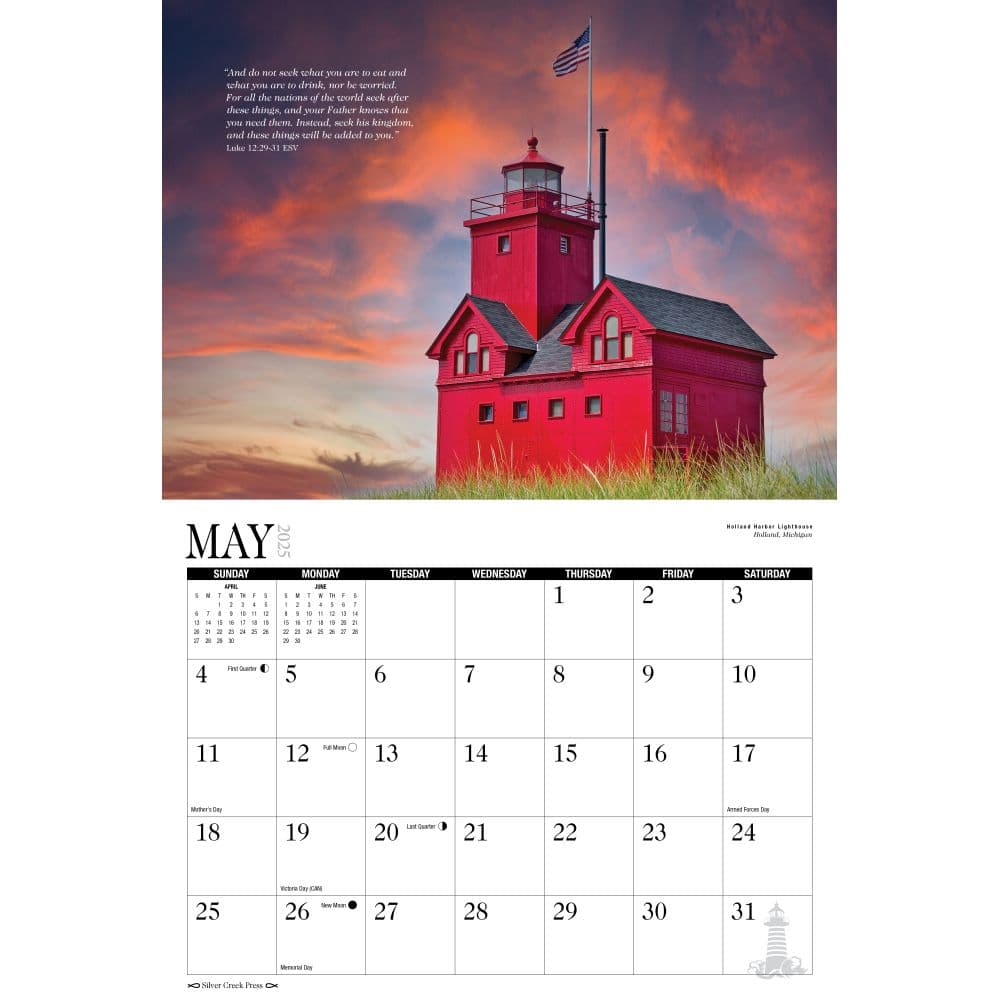 Lighthouse Guiding Light 2025 Wall Calendar Alt2