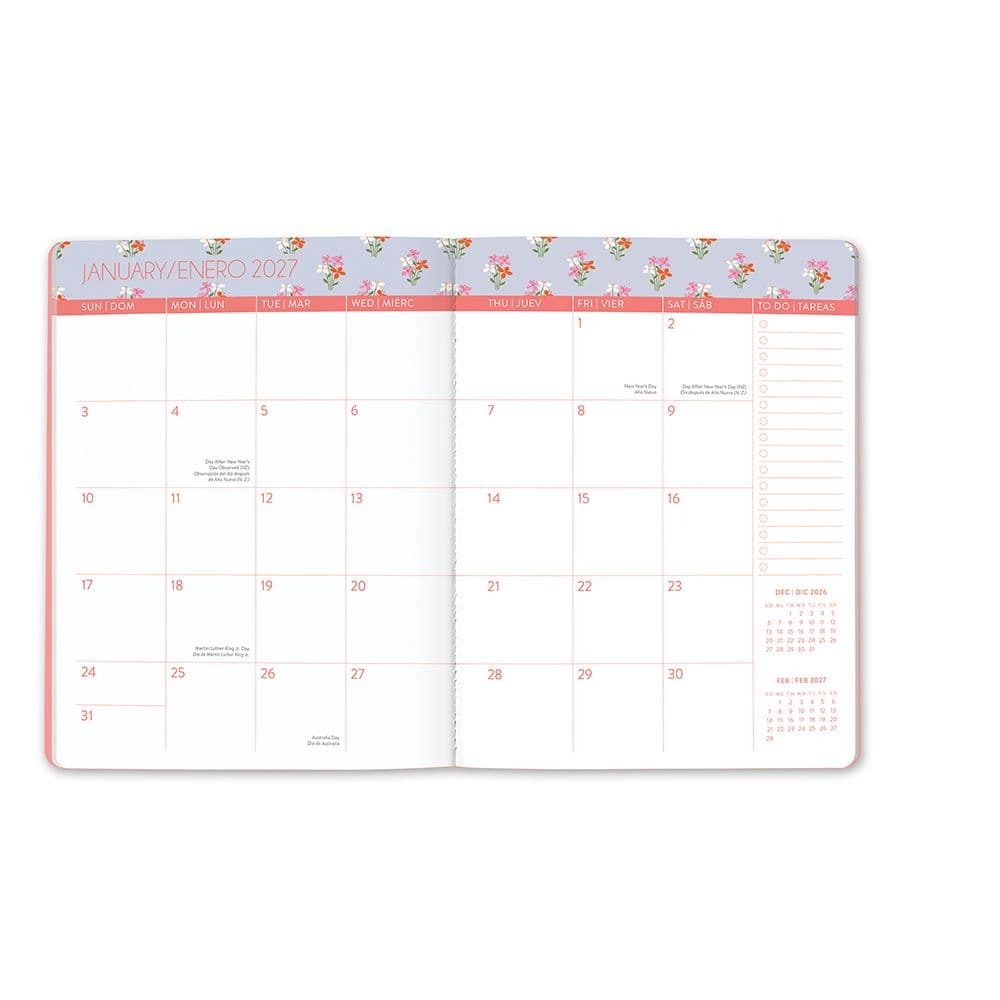 Secret Garden English Spanish Bilingual Just Right 2027 Monthly Planner Second Alternate Image