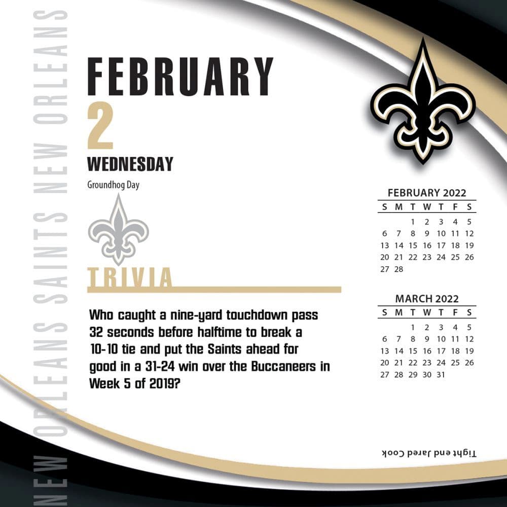 Nfl New Orleans Saints 2022 Desk Calendar Calendars Com