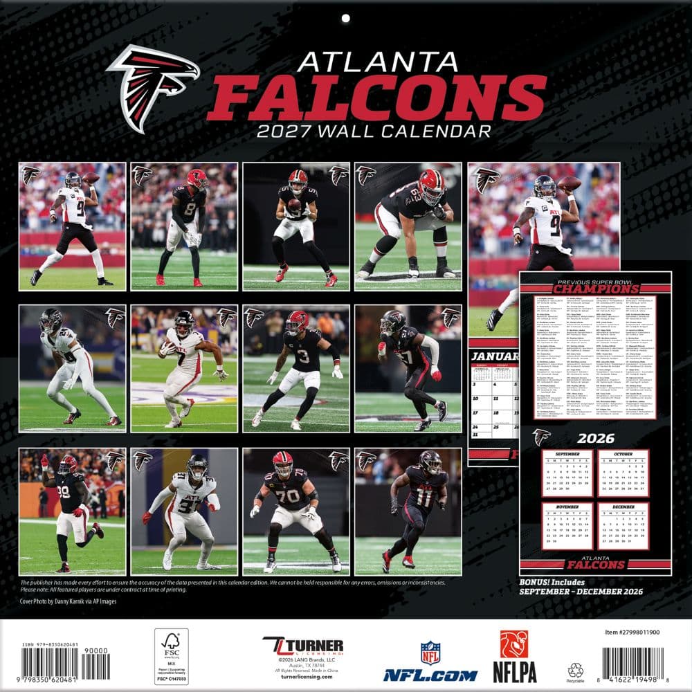 NFL Atlanta Falcons 2027 Wall Calendar First Alternate Image