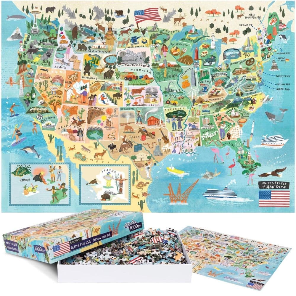 USA Map 1000 Piece Puzzle Eighth Alternate Image