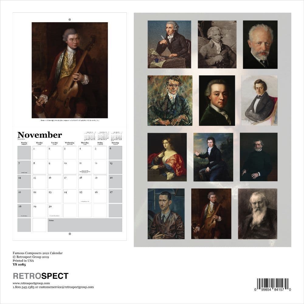 Famous Composers Wall Calendar