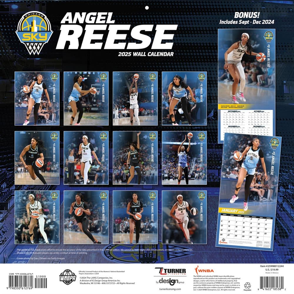 WNBA Chicago Sky Angel Reese 2025 Wall Calendar 
First Alternate Image