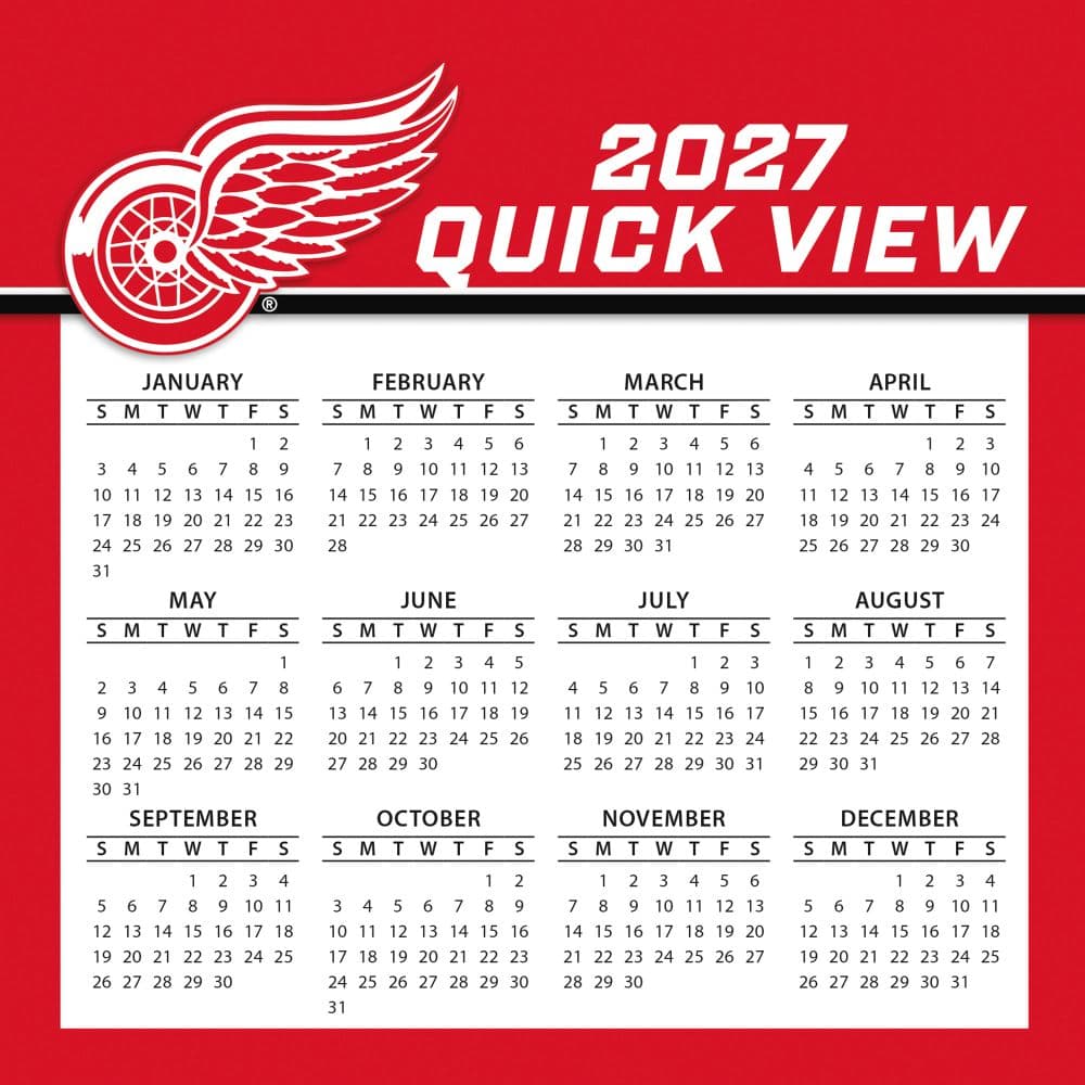 NHL Detroit Red Wings 2027 Desk Calendar Fourth Alternate Image