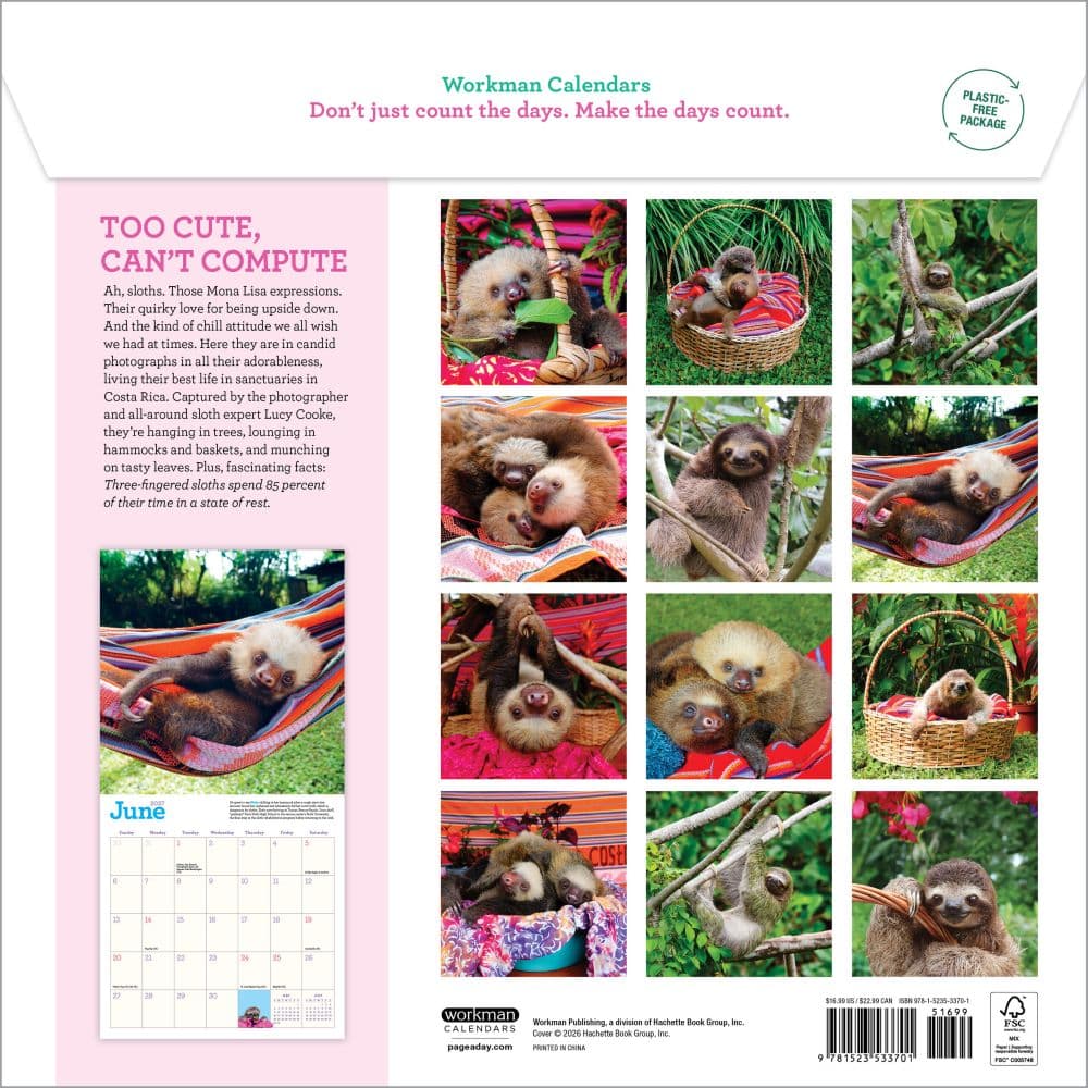Sloths 2027 Wall Calendar First Alternate Image