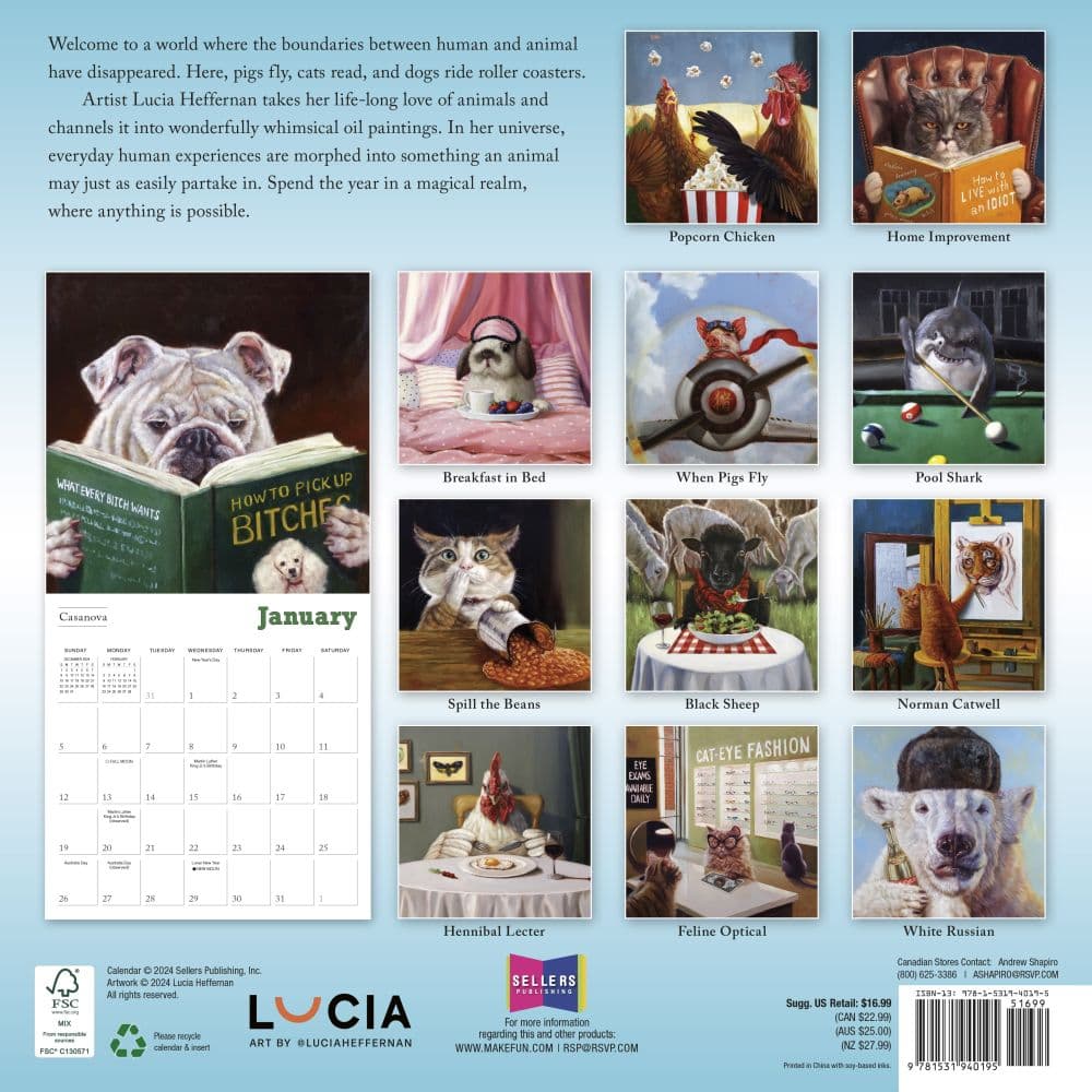 Furociously Funny by Lucia Herffernan 2025 Wall Calendar