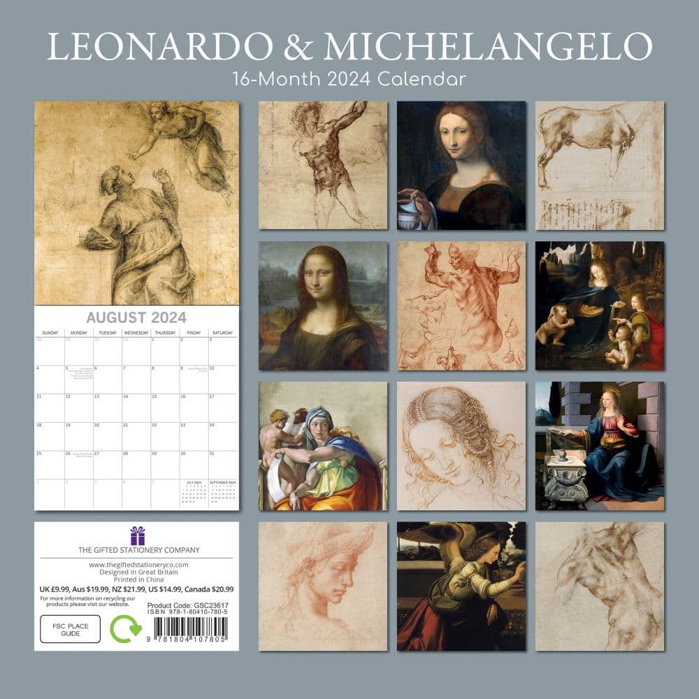 Leonardo and Michelangelo 2024 Wall Calendar