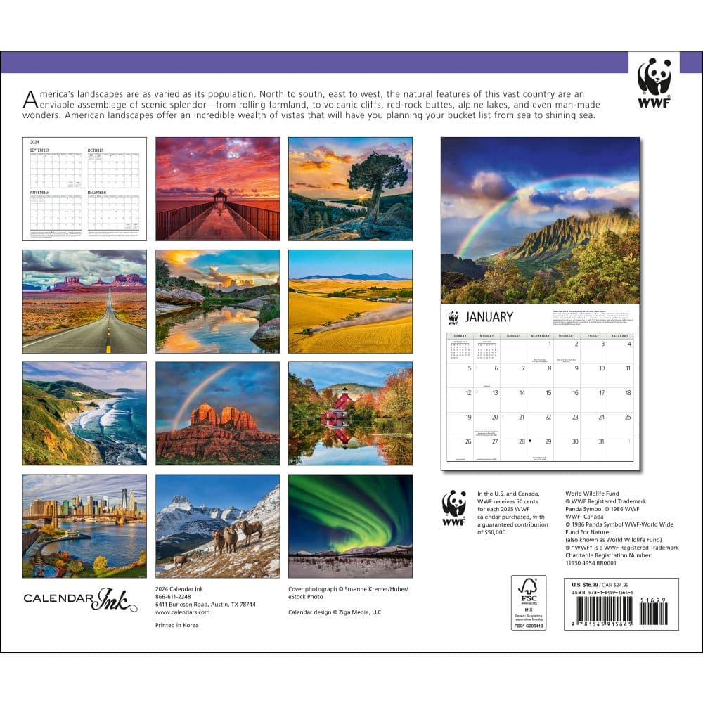 American Landscapes WWF 2025 Wall Calendar First Alternate Image width="1000" height="1000"