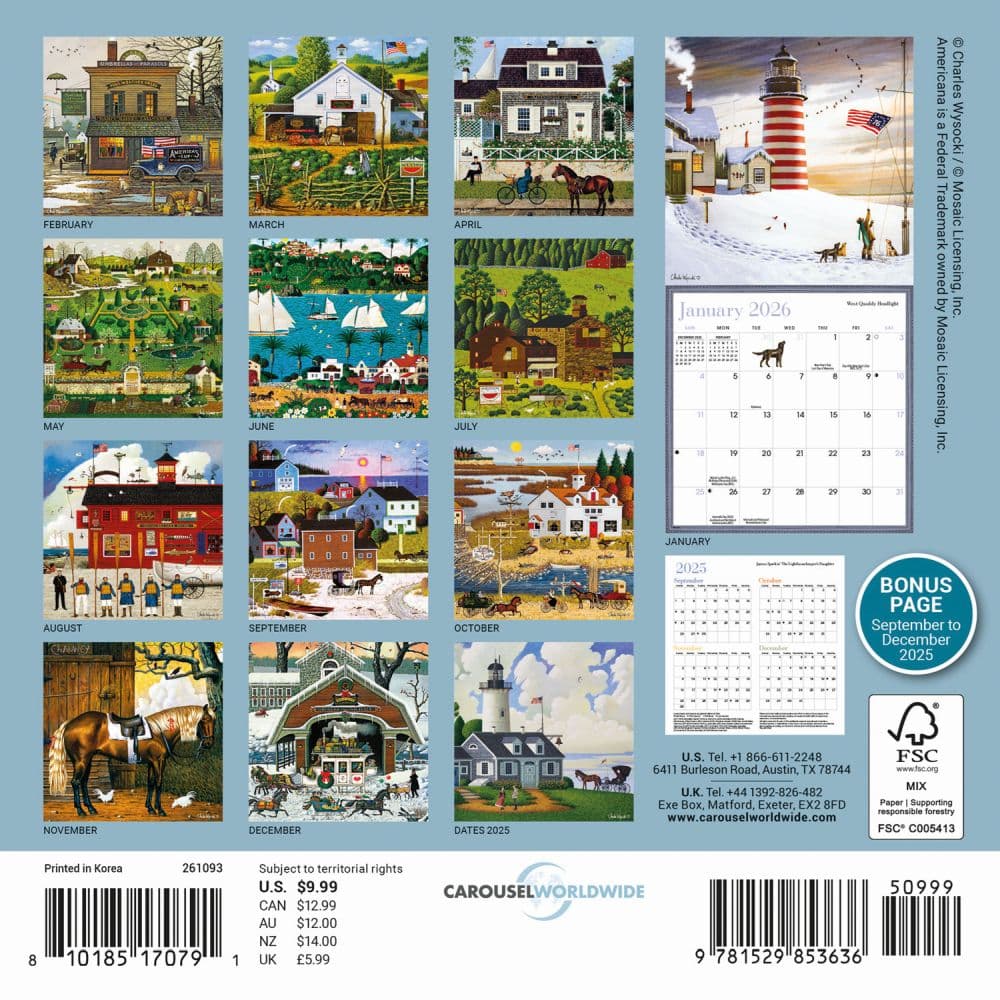 Wysocki Americana 2026 Mini Wall Calendar First Alternate Image