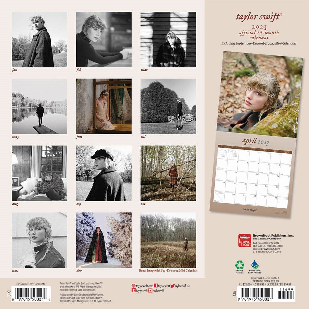 Taylor swift 2023 wall calendar calendars