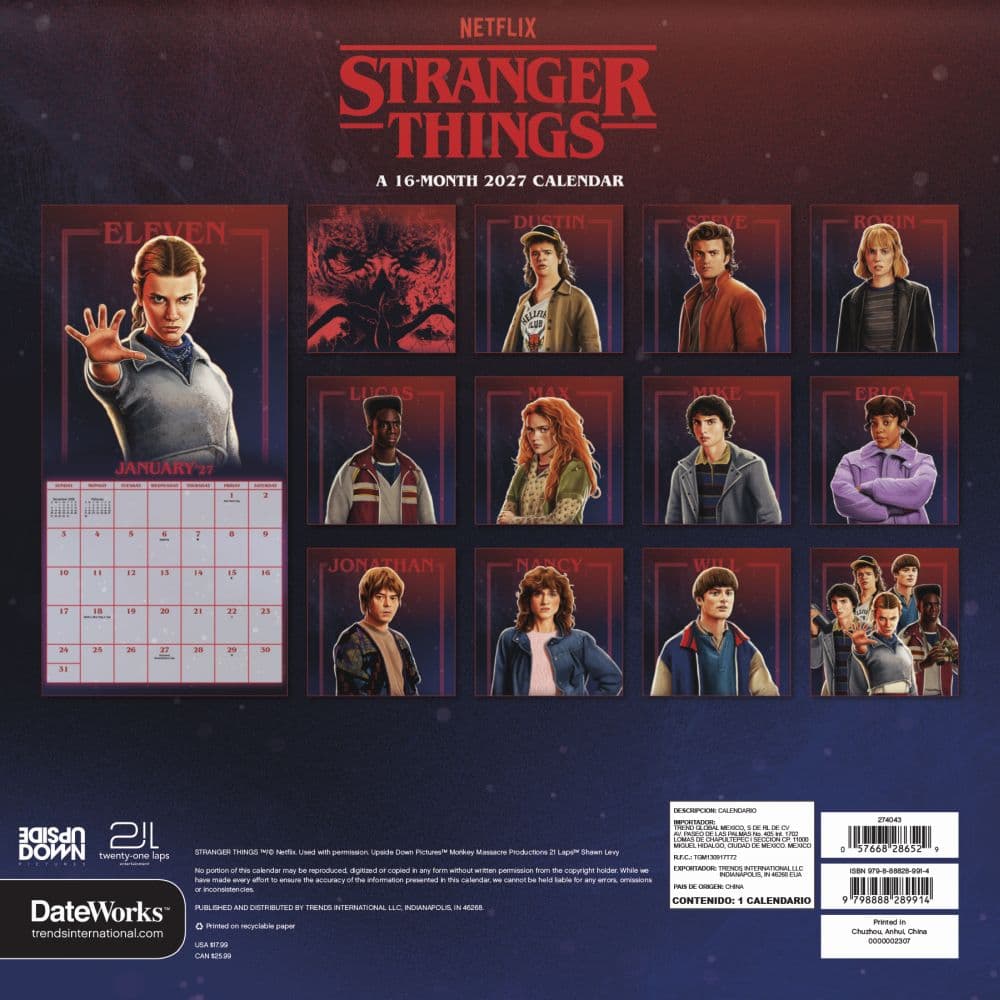Stranger Things 2027 Wall Calendar First Alternate Image