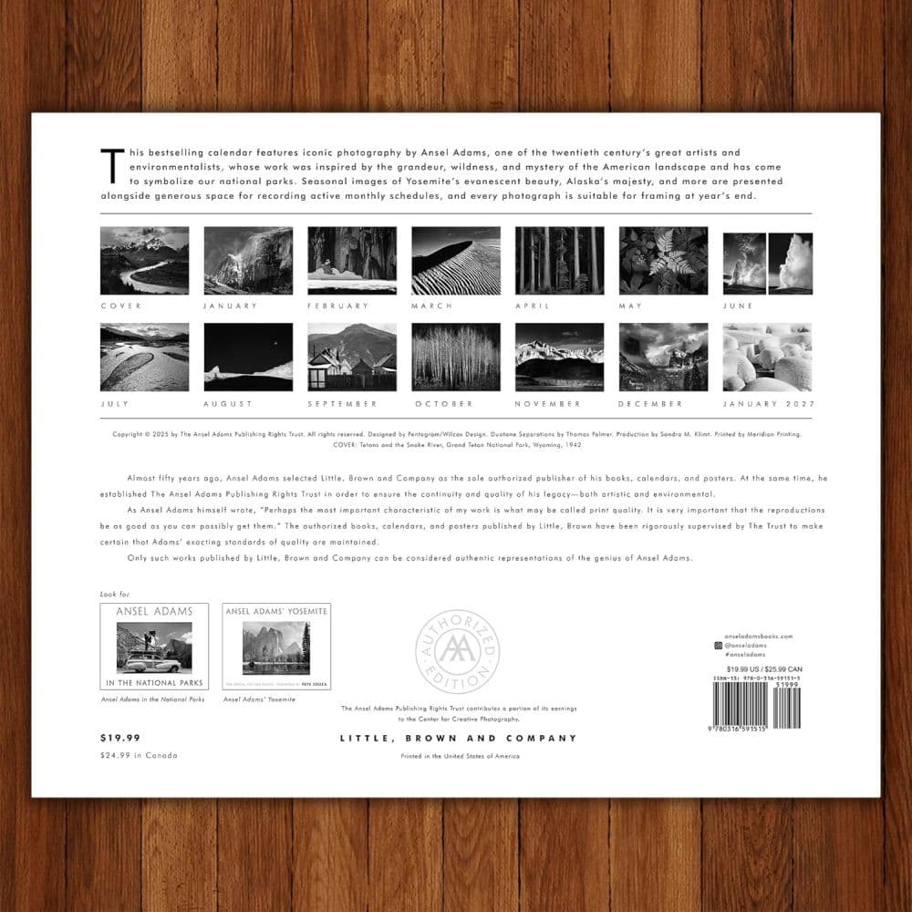 Ansel Adams 2026 Wall Calendar First Alternate Image
