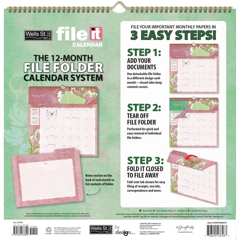 Butterflies by Jane Shasky 2025 File It Wall Calendar