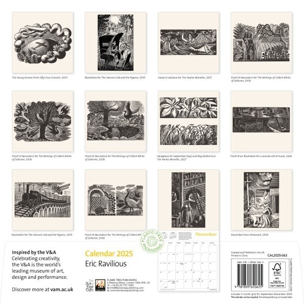 Victoria and Albert Museum Eric Ravilious 2025 Wall Calendar First Alternate Image