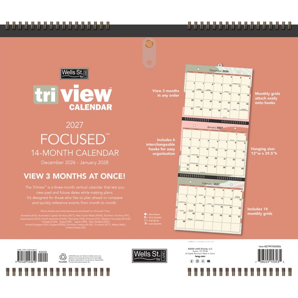 Focused Tri View 2027 Wall Calendar First Alternate Image