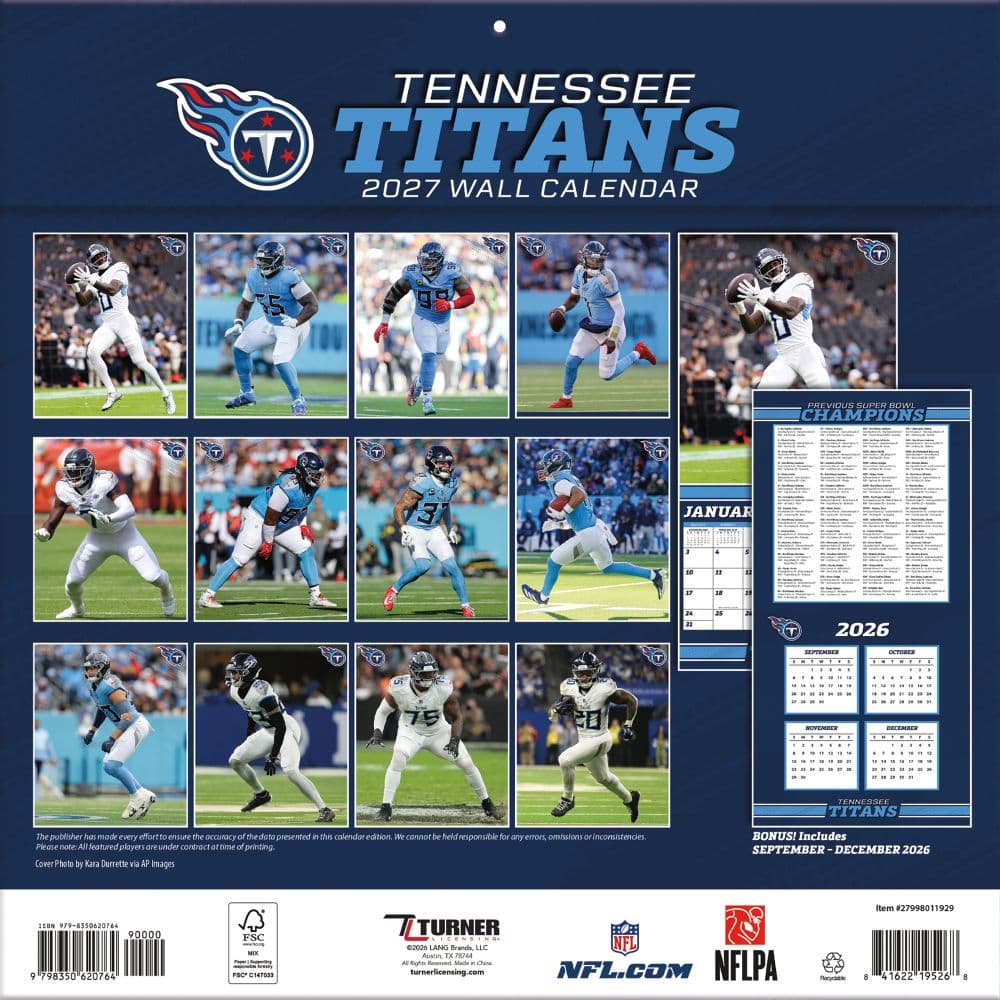 NFL Tennessee Titans 2027 Wall Calendar First Alternate Image