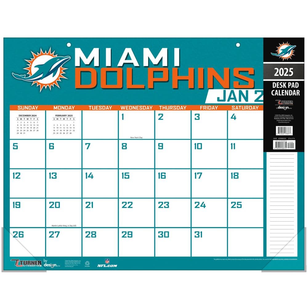 image NFL Miami Dolphins 2025 Desk Pad Main Image