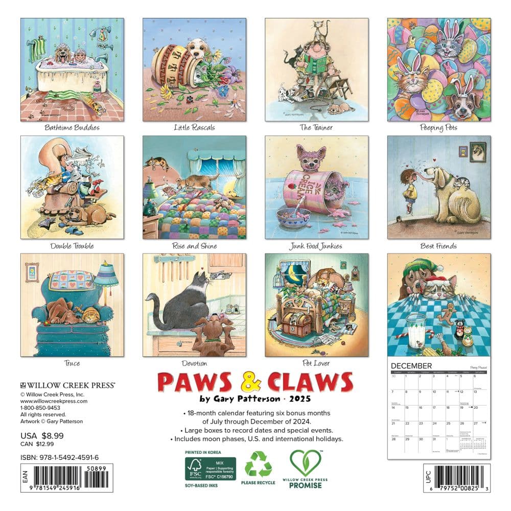 Paws and Claws Patterson 2025 Mini Wall Calendar First Alternate Image width=&quot;1000&quot; height=&quot;1000&quot;