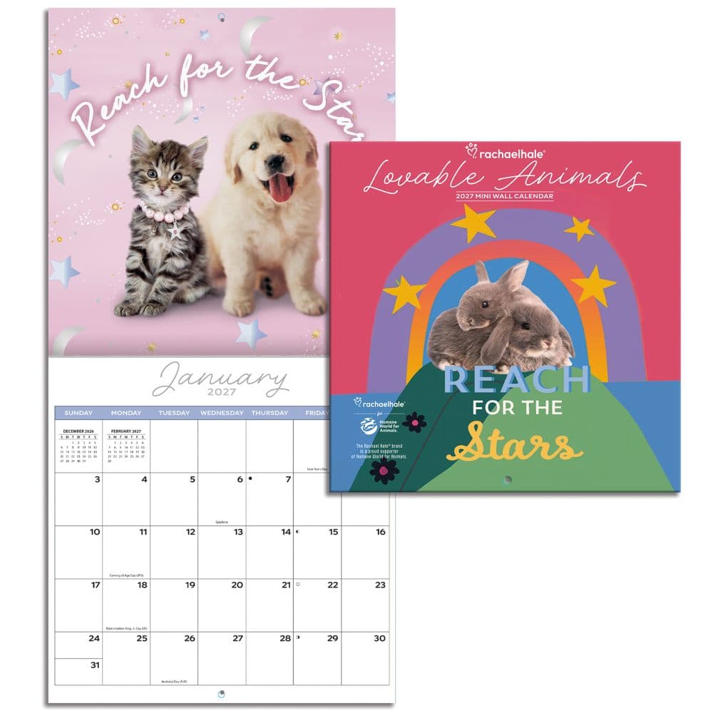 Rachel Hale Lovable Animals 2027 Mini Wall Calendar Fifth Alternate Image