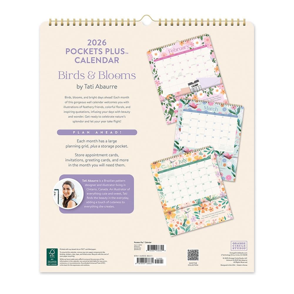 Birds and Blooms 2026 Pockets Plus Calendar First Alternate Image