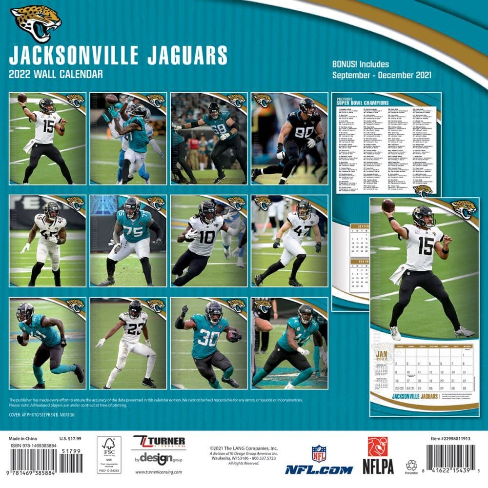 Jaguars Home Schedule 2022 Jacksonville Jaguars 2022 Wall Calendar - Calendars.com
