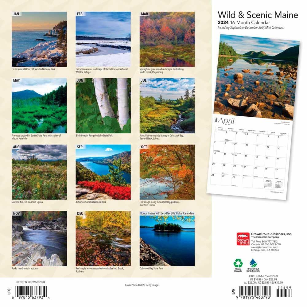 Maine Wild and Scenic 2024 Wall Calendar - Calendars.com