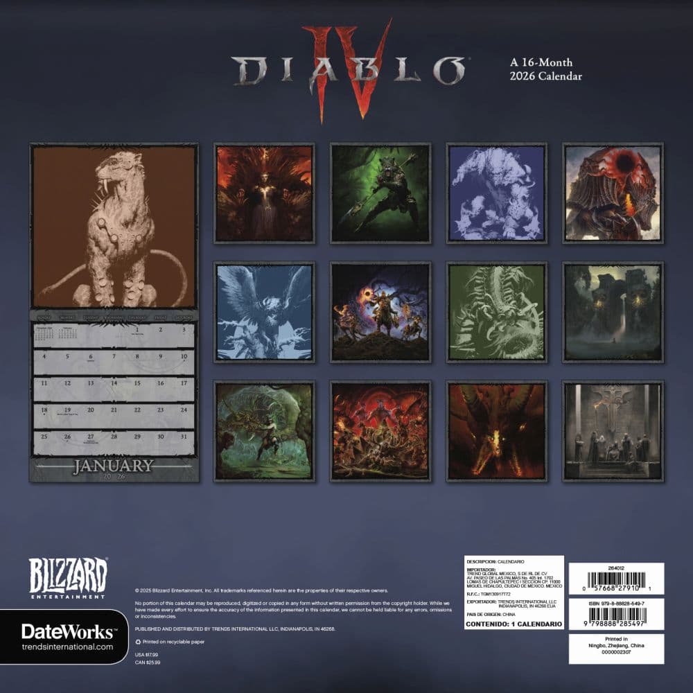 Diablo 4 2026 Wall Calendar First Alternate Image