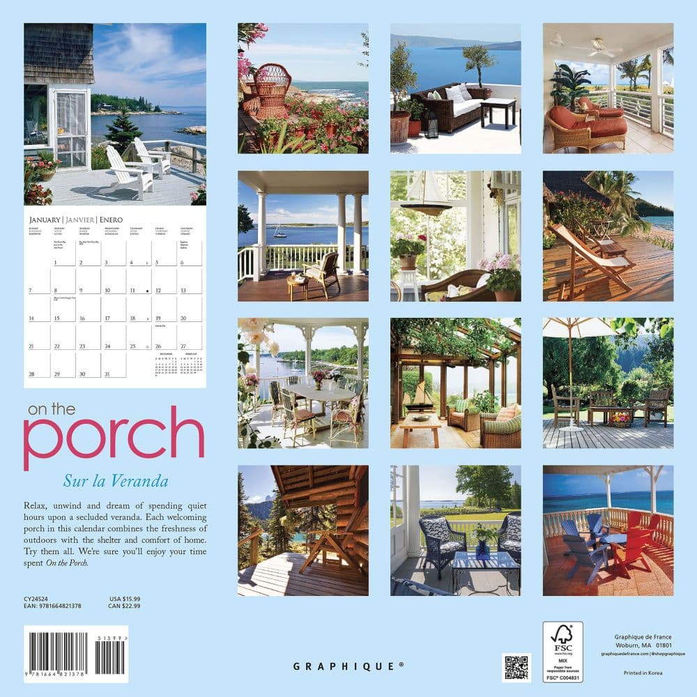 On The Porch 2025 Wall Calendar