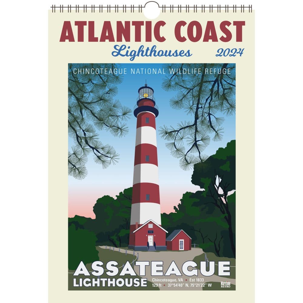 Atlantic Coast Lighthouses Poster 2024 Wall Calendar Main Product Image width=&quot;1000&quot; height=&quot;1000&quot;