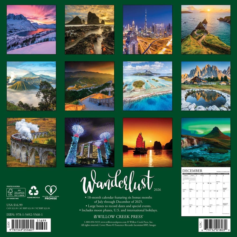 Wanderlust 2026 Wall Calendar First Alternate Image